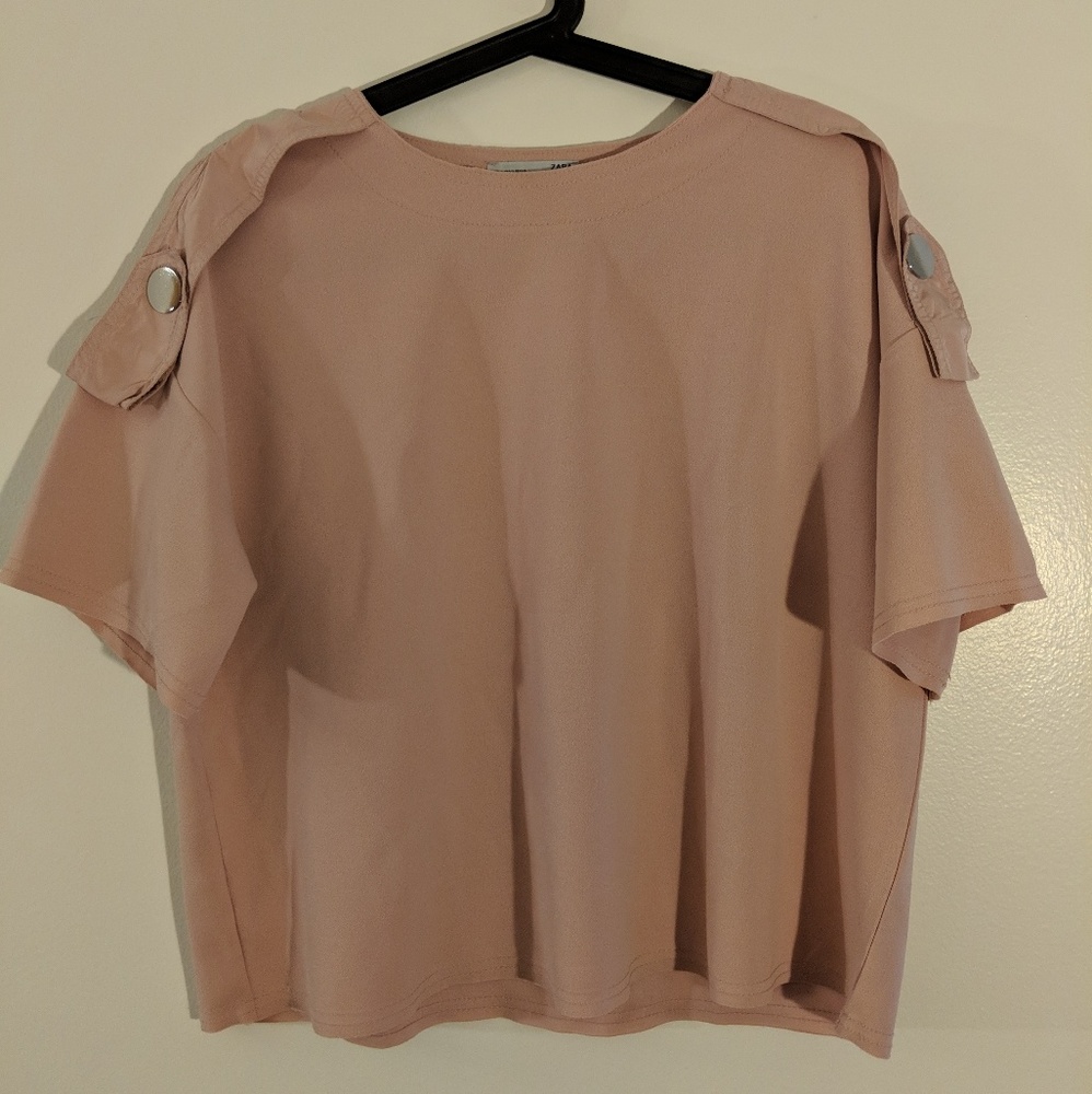 Zara loose pink military button top